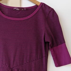 Prana Berry Purple and Black Striped Dress S